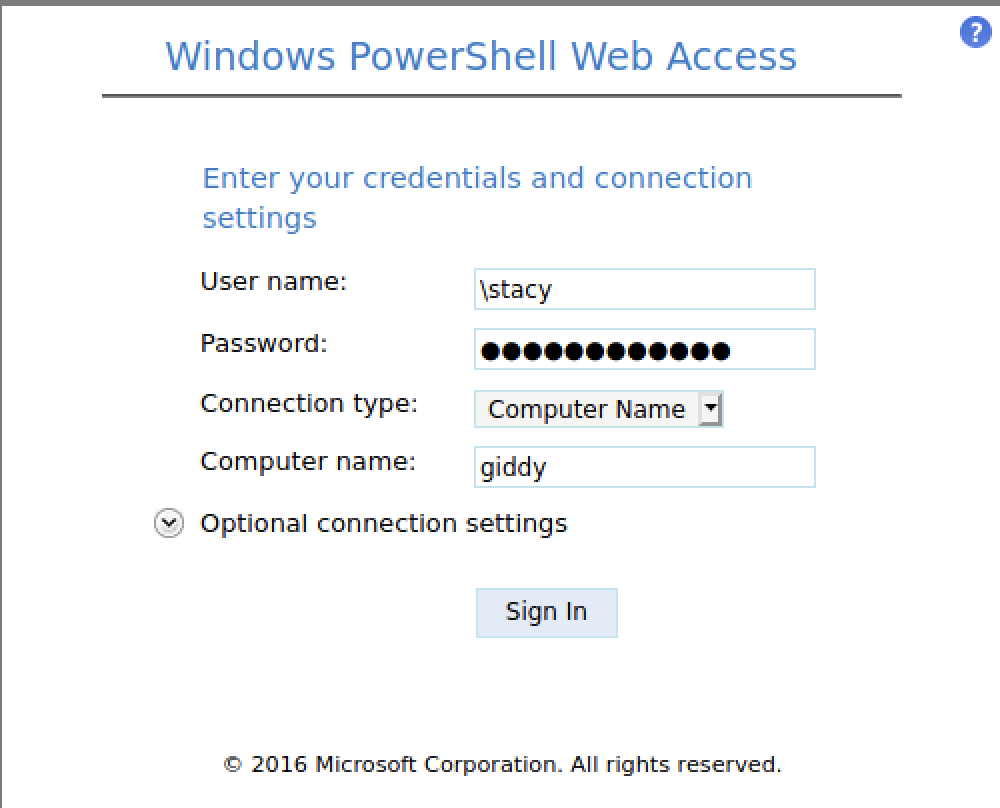 Powershell Web Access - Spindel